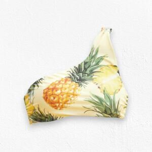 Anthropologie Pina Colada Pineapple One Shoulder Modest Bikini Top Size XS